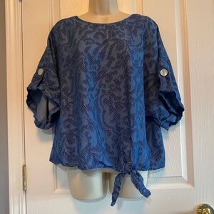 BUY 2 ITEMS AND GET 1 FREE - Marc New York Denim look short sleeve top Sz L